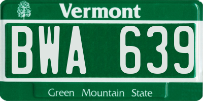 VT license plate BWA639