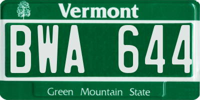 VT license plate BWA644
