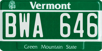 VT license plate BWA646