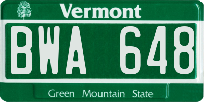 VT license plate BWA648