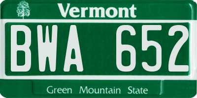 VT license plate BWA652