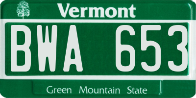 VT license plate BWA653