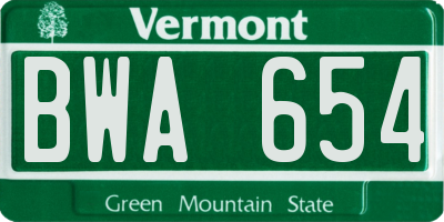 VT license plate BWA654