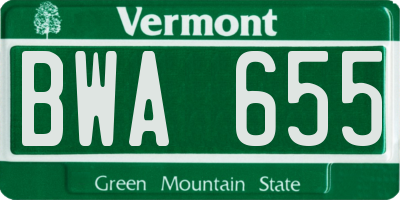 VT license plate BWA655