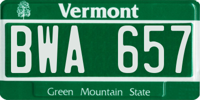 VT license plate BWA657
