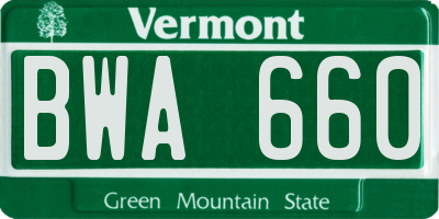VT license plate BWA660