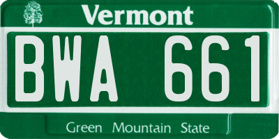 VT license plate BWA661