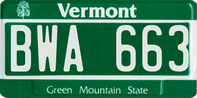 VT license plate BWA663