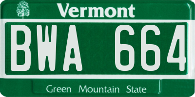 VT license plate BWA664