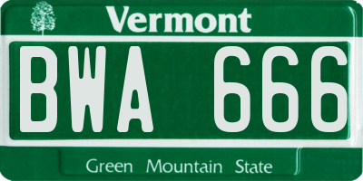 VT license plate BWA666