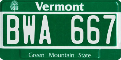 VT license plate BWA667