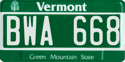 VT license plate BWA668