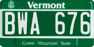 VT license plate BWA676