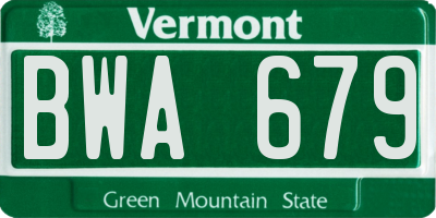 VT license plate BWA679
