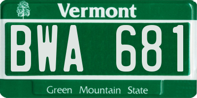 VT license plate BWA681