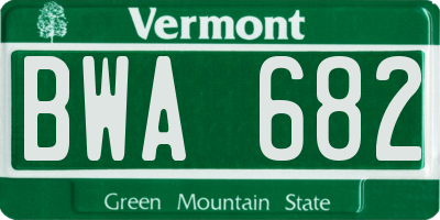 VT license plate BWA682