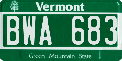 VT license plate BWA683