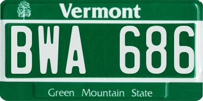 VT license plate BWA686