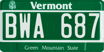 VT license plate BWA687