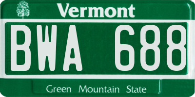 VT license plate BWA688