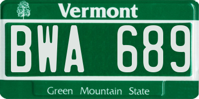 VT license plate BWA689