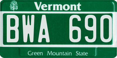 VT license plate BWA690