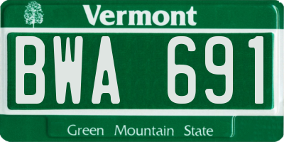 VT license plate BWA691