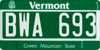 VT license plate BWA693
