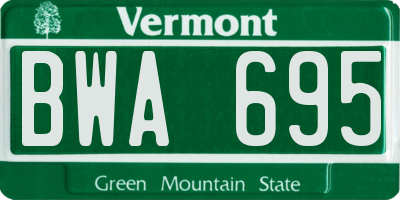 VT license plate BWA695