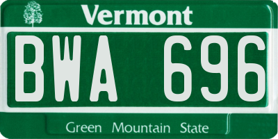 VT license plate BWA696