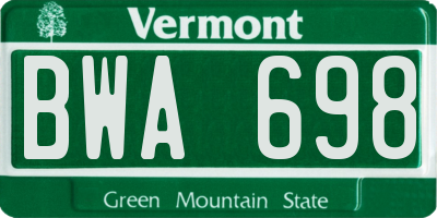 VT license plate BWA698