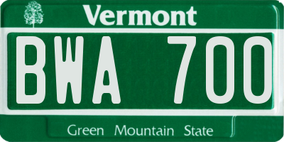 VT license plate BWA700