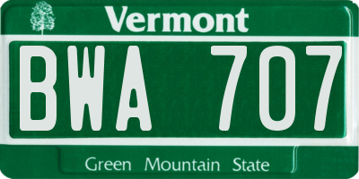 VT license plate BWA707