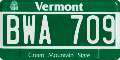 VT license plate BWA709