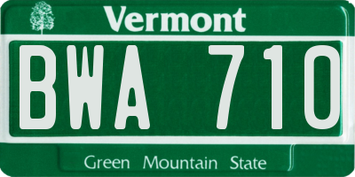 VT license plate BWA710
