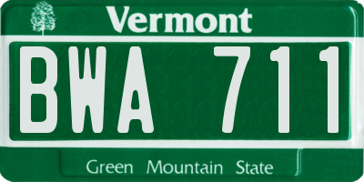 VT license plate BWA711