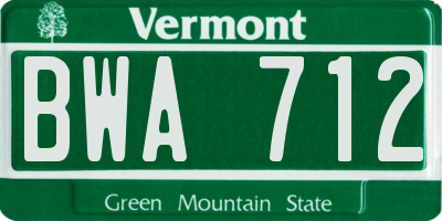 VT license plate BWA712