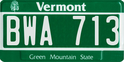 VT license plate BWA713