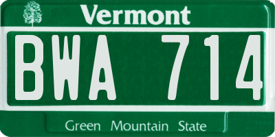VT license plate BWA714