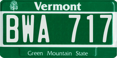 VT license plate BWA717