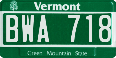 VT license plate BWA718