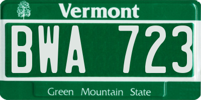 VT license plate BWA723