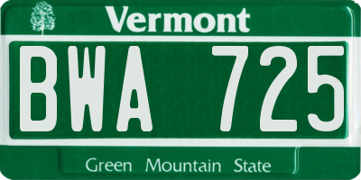 VT license plate BWA725