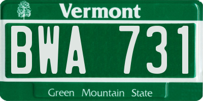 VT license plate BWA731