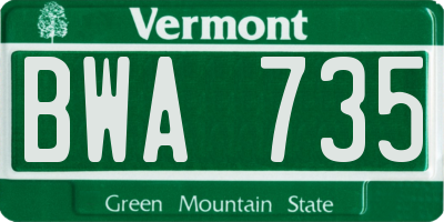 VT license plate BWA735