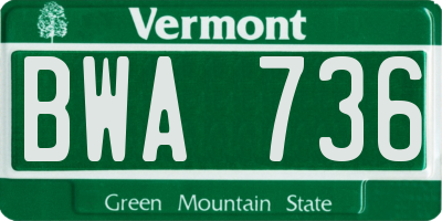VT license plate BWA736