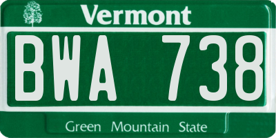 VT license plate BWA738