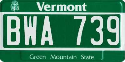 VT license plate BWA739