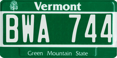 VT license plate BWA744