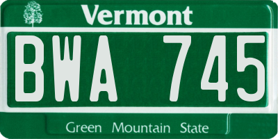 VT license plate BWA745